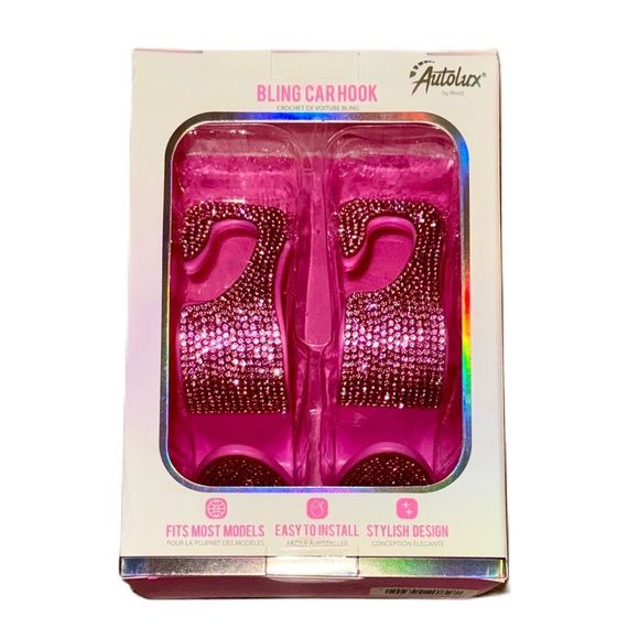 Autolux Handbags - Autolux Set of 2 Hot Pink Bling Crystal Rhinestone Car Headrest Handbag Hooks